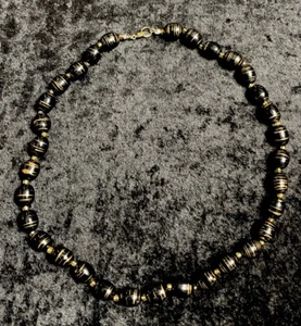 Vintage Gold gespritzt schwarze Perlen Halskette 18 Zoll - Bild 1 von 6