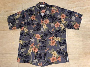Tommy Bahama Ticket to Relax Tropical Floral Photograph Print Silk Camp Shirt L - Bild 1 von 3