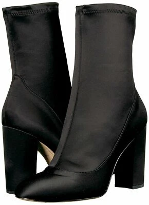 SAM EDELMAN MUJER CALEXA BOTAS CALCETÍN BOTINES NEGRO SATINADO TALLA 9.5 - NUEVO Foto 1 de 4