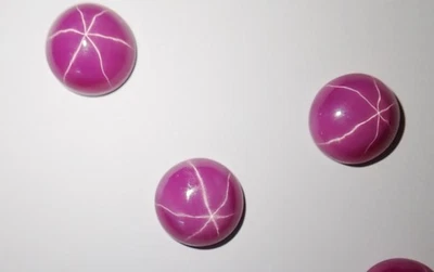 Opaque Star Ruby Round 12x12 mm Cabochon 6 Rayed Lab-created Stone 3 pieces Lot - Image 1 of 4