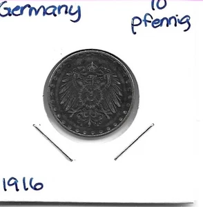 1916 A German Germany 10 Pfennig Eagle Iron Coin As Shown Circulated - Picture 1 of 2