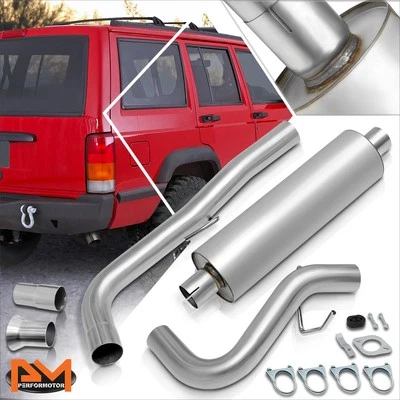 For 86-00 Jeep Cherokee 2.5" In/Outlet Aluminized Steel Catback Muffler Exhaust - Image 1 of 4