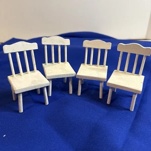 Holz Vintage Puppenhaus Esszimmer Stühle 4er Set 3" hoch  - Bild 1 von 2