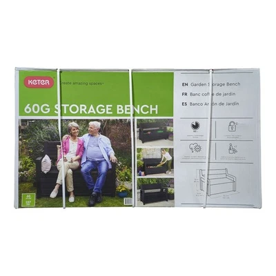 Keter Hudson Resin Weather-Resistant Storage Bench, 60 Gallon, Graphite - Image 1 of 3