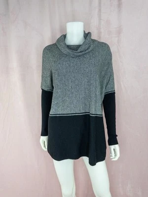 Suéter Top Smartwool Mujer Lana Negro Gris Capucha Cuello Talla Pequeña Foto 1 de 4