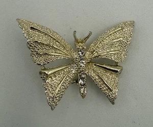 Gerry’s signierte goldfarbene klare Strass Schmetterling Brosche Anstecknadel - Bild 1 von 4