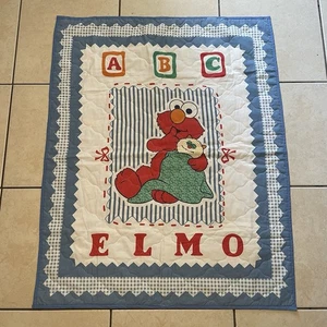 Manta de bebé acolchada vintage Sesame Street "Elmo" ABC 34" X 44" Henson - Imagen 1 de 8