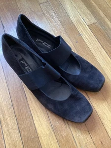 Tacones de tacón de gamuza negros punta cerrada vintage Paul Green para dama talla 9, como nuevos - Imagen 1 de 5