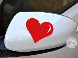 Herz Aufkleber Auto Außenspiegel Vinyl Grafik, Autoaufkleber X2 verschiedene Farben - Bild 1 von 7