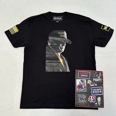 Camiseta Donald Trump Oro Oscuro MAGA 2024 EE. UU. Bandera Elección Hombre’s XL + Pegatinas Foto 1 de 4