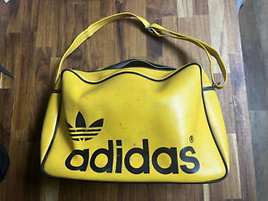 Vtg 70's sport bag Adidas/Retro Shoulder Faux leather bag/ Yellow Unisex Gym bag