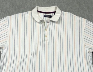 Alexander Julien Polo Shirt Mens Medium White Colored Striped Preppy Casual - Picture 1 of 11