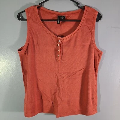 Jason Maxwell Tank Top Women's Size L 100% Cotton 4 Button Closure - Image 1 of 4