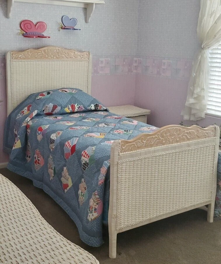 Pier 1 Imports Excellent Rattan Twin Headboard & Footboard Wicker Jamaica One - Image 1 of 4