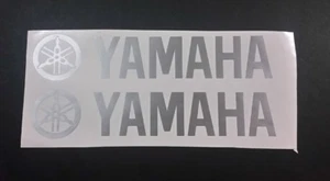 Silver Yamaha pair vinyl cut sticker / decals. for outboards, bikes 200mm X 40mm - Picture 1 of 8