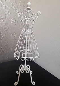 Metal Wire Dress Form Jewellery Hanger Lady Mannequin Stand Cream 43.5 Cm - Picture 1 of 8