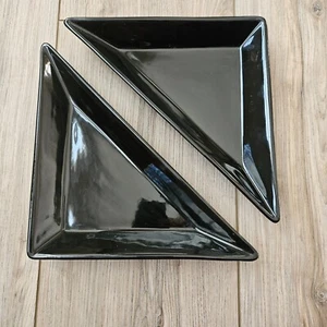 Set of 2 Pampered Chef Simple Additions Black Triangle Trays/Plates Charcuterie  - Picture 1 of 4