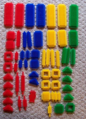 Lot of 60 Bristle Blocks Plastic Assorted Colors and Shapes - Image 1 of 4