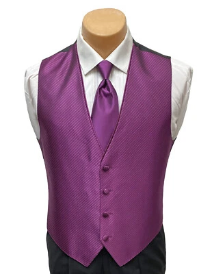 Men's Rum Raison Tuxedo Vest with Tie Bow or Long Groom Prom Wedding Party - Image 1 of 3