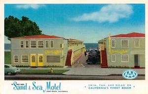 Sand & Sea Motel Roadside Ocean Blvd. Street Scene Long Beach,CA 1960's Postcard - Picture 1 of 2
