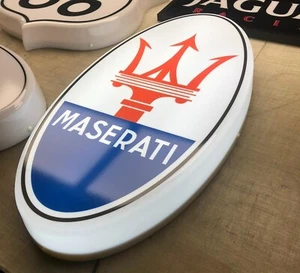 MASERATI illuminated wall sign led light box garage sign mancave decor levante - Picture 1 of 16