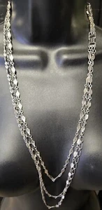 Vintage NAPIER Signed Silver-Tone Triple Strand Layered Chain Necklace – Classic - Picture 1 of 3