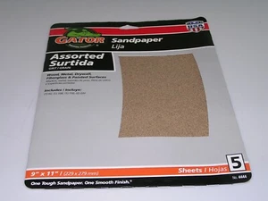 Gator Sandpaper, Assorted Grit, 9 x 11-In., 5-Pk. -4444 60 100 150 220 - Picture 1 of 1