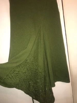 Liviana Conti Olive Green 100% Wool Flare Fish Tail Long Skirt Size 44EU 10US - Image 1 of 4