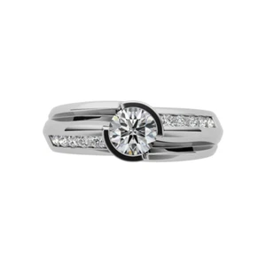1.05 Ct Round Lab Created Diamond Wedding Mens Ring Band 14K White Gold E F VS - Picture 1 of 12