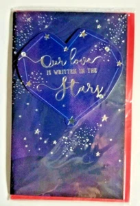 Love Valentine's Card "Our Love was Written in the Stars" Foil & Gem Accents - Picture 1 of 3