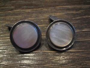 Gemelos Art Deco elegantes atemporales redondos plata 835 nácar - Imagen 1 de 3