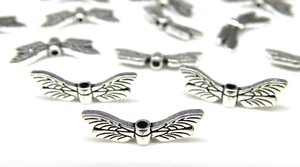40 Flügel Libelle 20mm groß silber antik Metall Schutzengel Engelsflügel 20x7mm - Bild 1 von 3