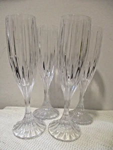 Mikasa Champagne Flutes Park Lane Pattern Set of 4 Glasses Leaded Crystal 8 3/4" - Picture 1 of 5