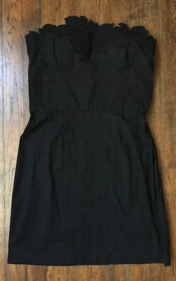 Mini Vestido Catherine Malandrino Negro Elastizado Floral Sin Tirantes Para Mujer Talla 4 Foto 1 de 4