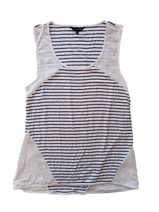 Portmans Top Singlet Tank Women's Size M White with Stripes Nautical - Picture 1 of 7