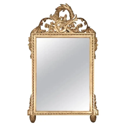 Fine Quality Gold Gilded French Harvest Wall Mirror Circa 1960s Cover