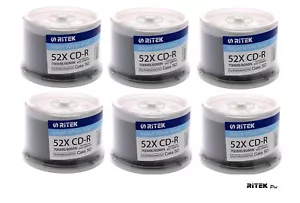 300 Ritek Black Bottom Vinyl CD-R 52x 700MB blank discs White Printable CD Retro - Picture 1 of 3