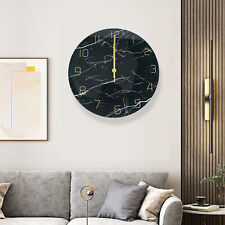 12" Modern Nordic Minimalist Silent Clock Home Round Marble Wall Clock Decor US