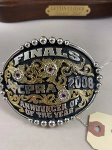 ¡Anunciador del año Texas CPRA 2006 hebilla de plata esterlina! 190 gm - Imagen 1 de 6