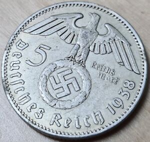 VINTAGE WW2 SILVER NAZI GERMANY 5 REICHSMARK COIN RARE