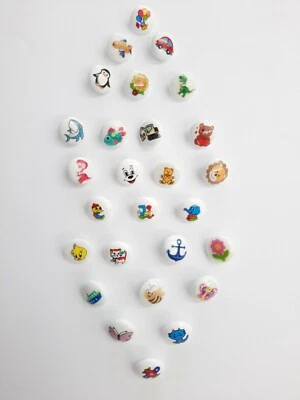 Picture buttons white 15mm shank backed novelty button 40 designs - Baby - Craft - Image 1 of 4