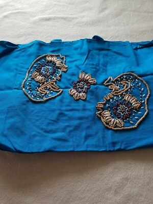 Bolso de Playa Bolso de Mano Cuentas y Conchas Turquesa Por Avon 2005 100% Algodón Nuevo Foto 1 de 4