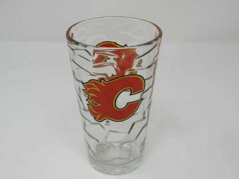 NHL Vintage Clear Textured Pint Glass Calgary Flames Cover
