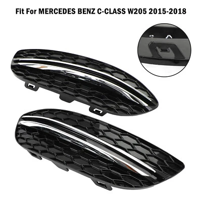 Honeycomb Front Fog Light Cover fit MERCEDES BENZ C-CLASS W205 2015-2018 Base Foto 1 de 4