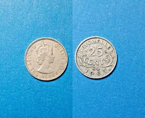 Seychelles 25 Cents Coin 1965 Queen Elizabeth II~Free Shipping! Cover