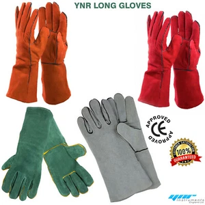 13" Heat Resistant Melting Furnace Leather Gloves Refining Casting Gold Copper - Picture 1 of 14