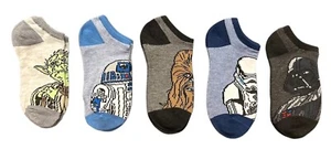 Star Wars Boys No Show Socks Yoda R2 D2 Chewbacca Darth Vader Shoe Size 7.5-3.5 - Picture 1 of 3