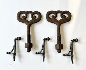 Antique Old Cast Metal Art Deco Hardware Large Wing Bolts Mantle Shelf Hooks Vtg - Picture 1 of 9