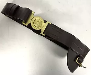 British Military Issue Royal Marines Brown Leather Sword Belt with Metal Buckle - Picture 1 of 7