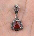 MARCASITE SIMULATED RUBY .925 SOLID STERLING SILVER PENDANT #53060
